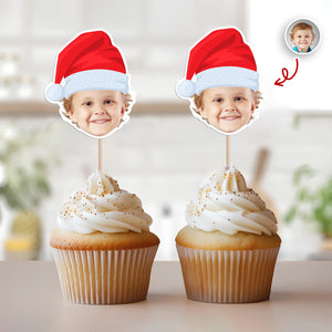 Custom Cute Face Christmas Cupcake Topper - XMAS Party Decor Gift For Family CH07 896254