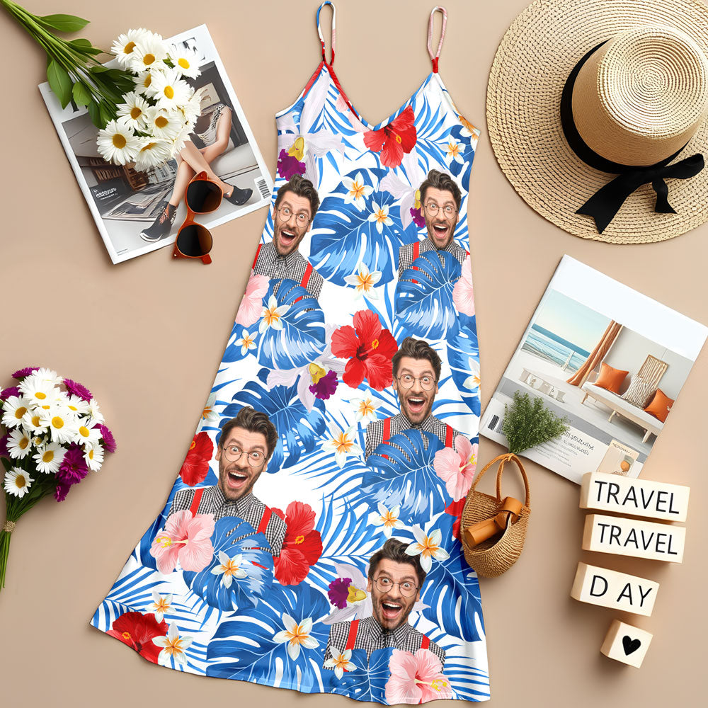 Custom Photo Women's V-Neck Cami Maxi Dress HO82 893620