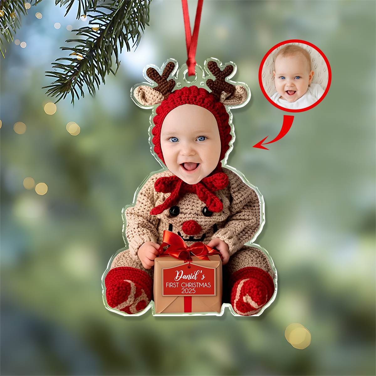 Custom Baby Photo First Christmas Acrylic Ornament HA75 897574