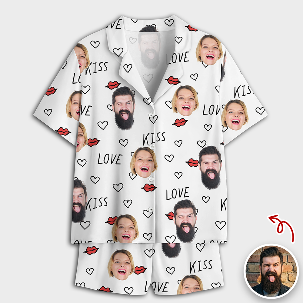 Custom Couple Photo Short Pajamas Matching Couple Clother, Valentine Gift CH07 895418