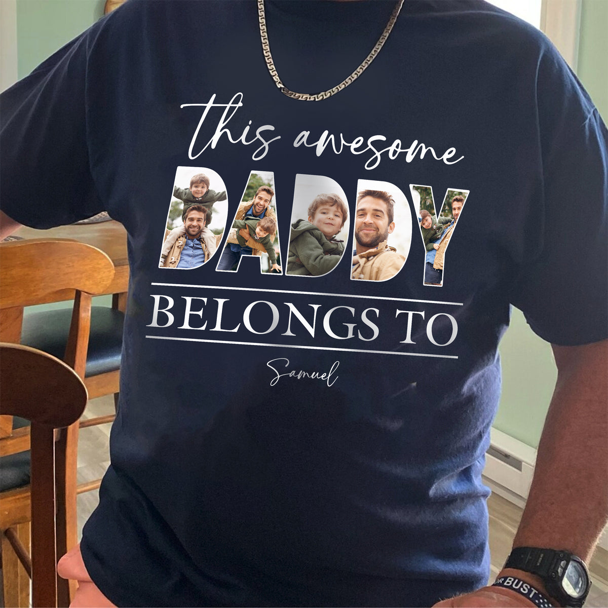 Custom Photo This Awesome Dad Belongs To Dark Shirt For Father's Day LM32 893633