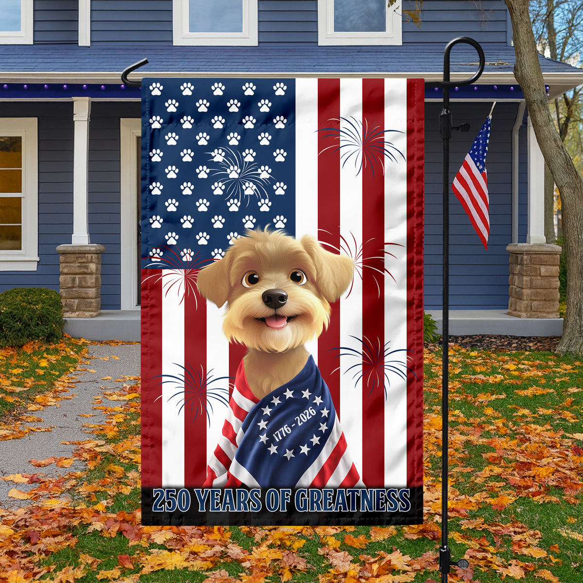 Personalized My Dog Loves America 250 Patriotic Garden Flag HA75 920214