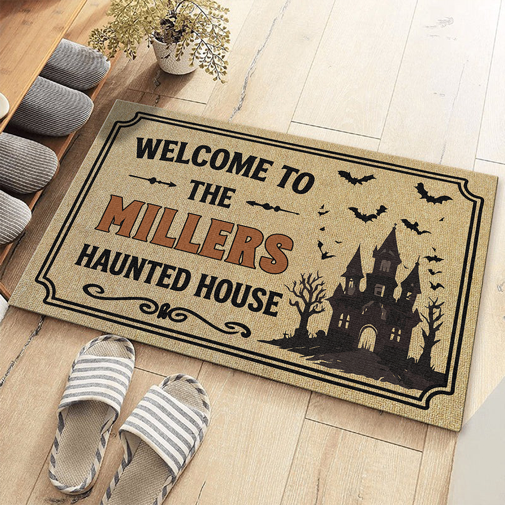 Custom Family Name Haunted House Doormat Halloween Porch Decoration Gift LM32 669577