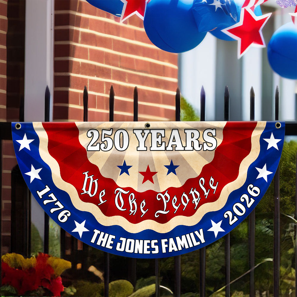 Custom Family Name 250 Years We The People Non-Pleated Fan Flag CH07 911688