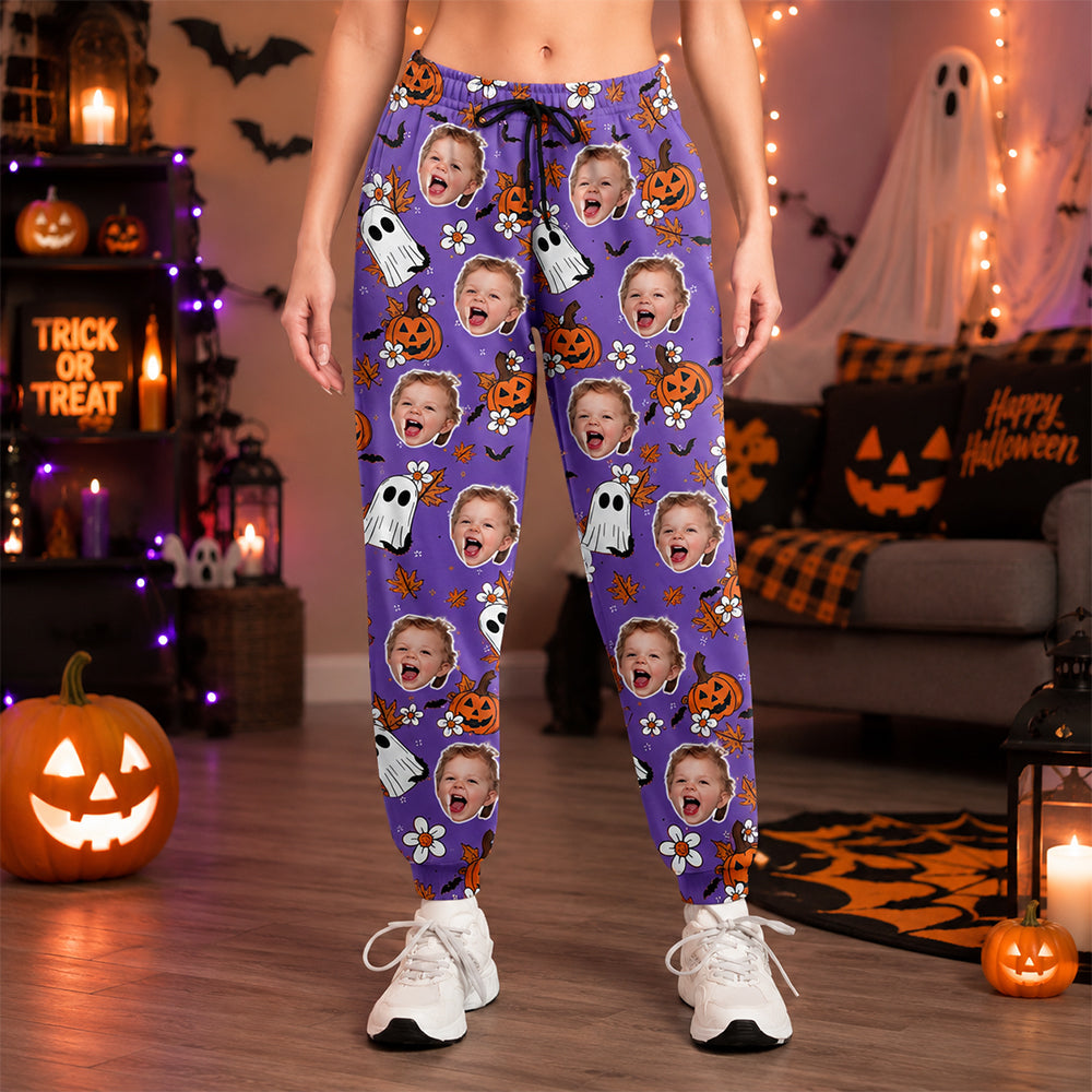 Custom Photo Ghost Pumpkin Halloween Sweatpants HO82 903422