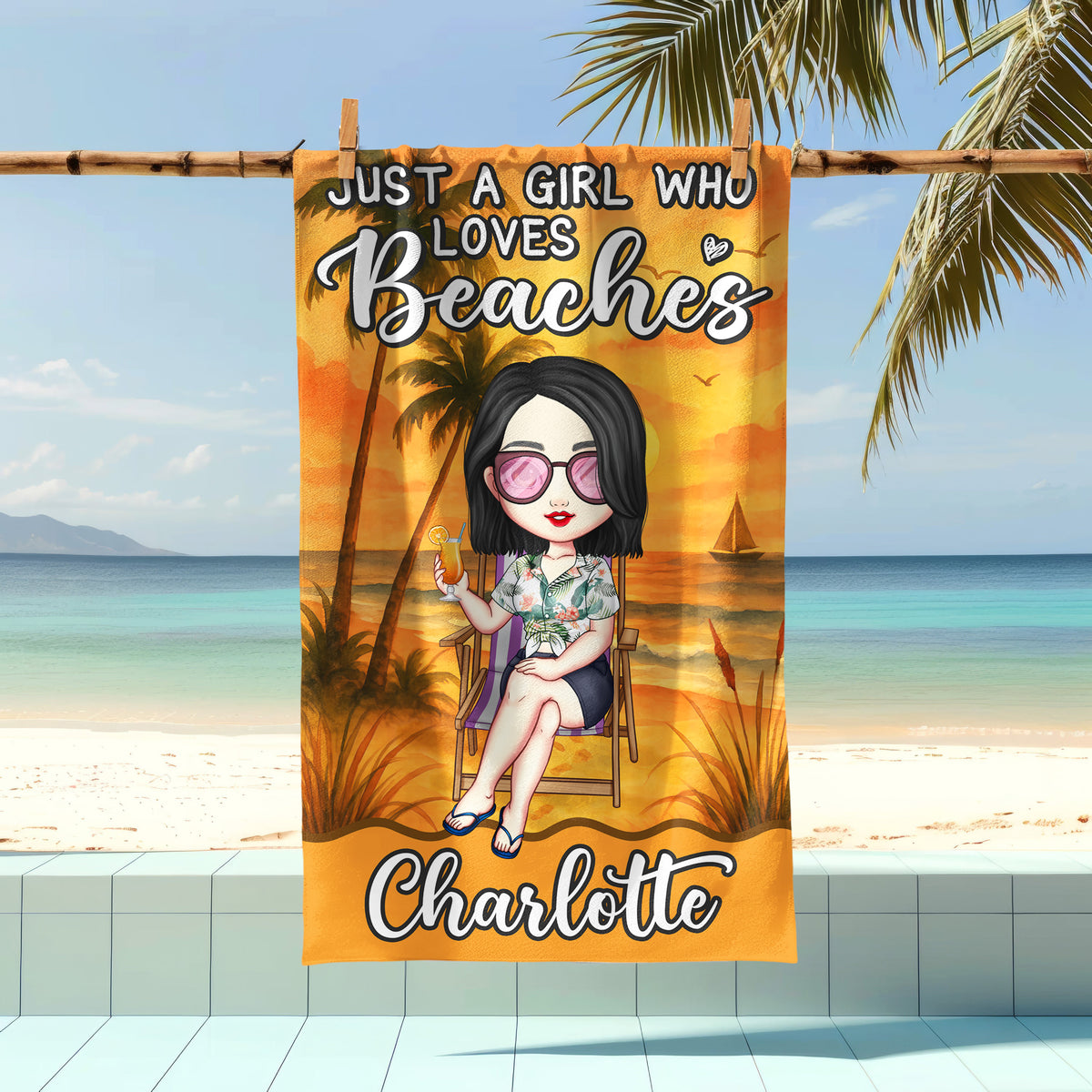 Just A Girl Who Loves Beaches Personalized Beach Towel Summer Vacation Gift CH07 895810