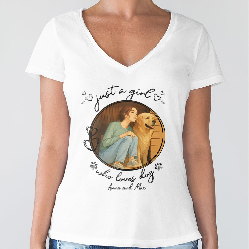 Custom Cartoon Photo Just A Girl Who Loves Dogs Bright Shirt LM32 893789