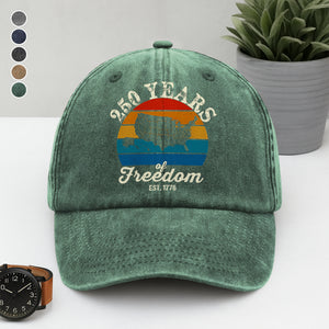 Custom Dog Photo 250 Years of Freedom EST. 1776 Washed Denim Baseball Cap LM32 895329