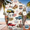 Custom Vintage Car Aloha Shirt, Route 66 Patriotic Hawaiian Shirt TH10 170037