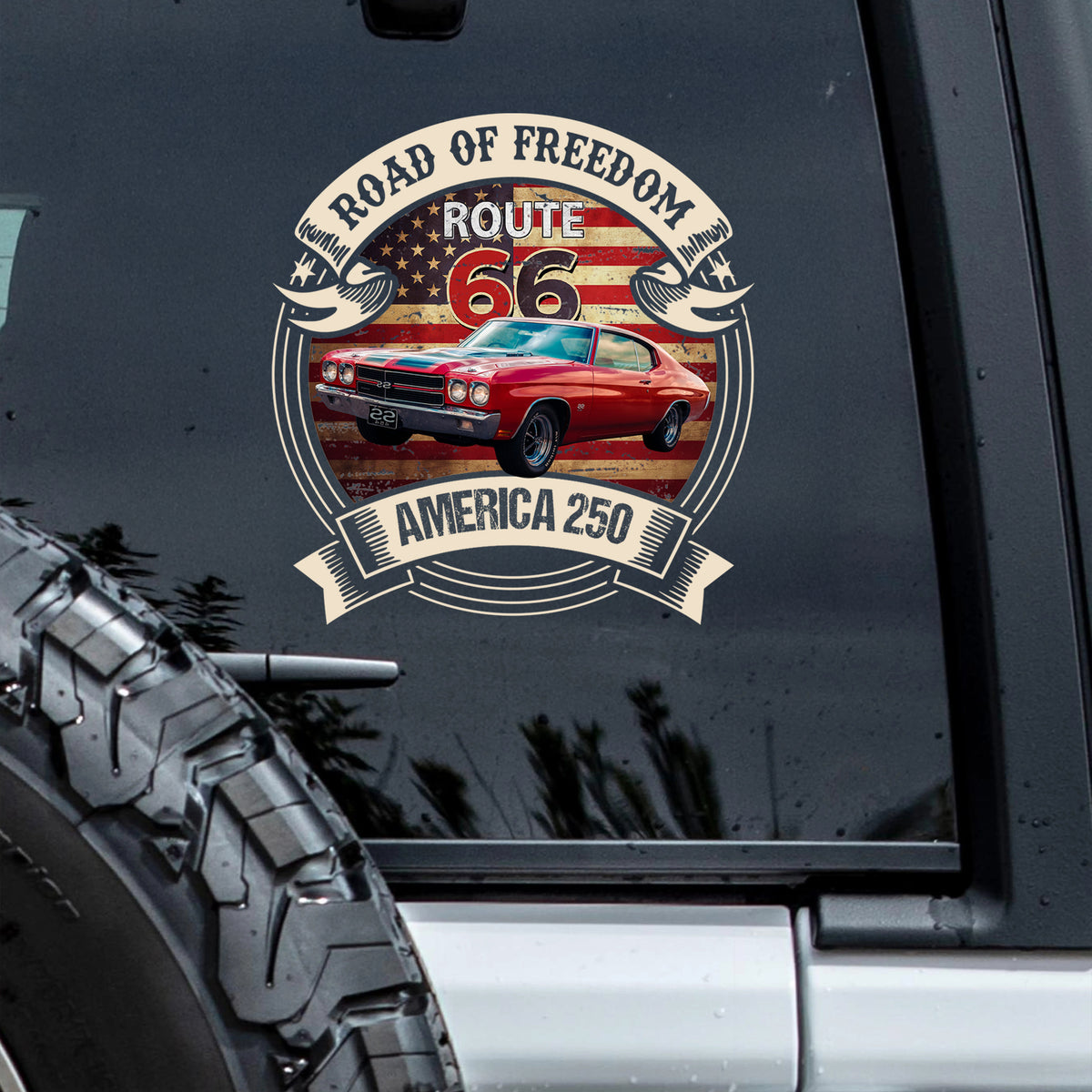 Custom Car  Photo Route 66 Road Of Freedom American 250 Car Window Decal Sticker TH10 898501