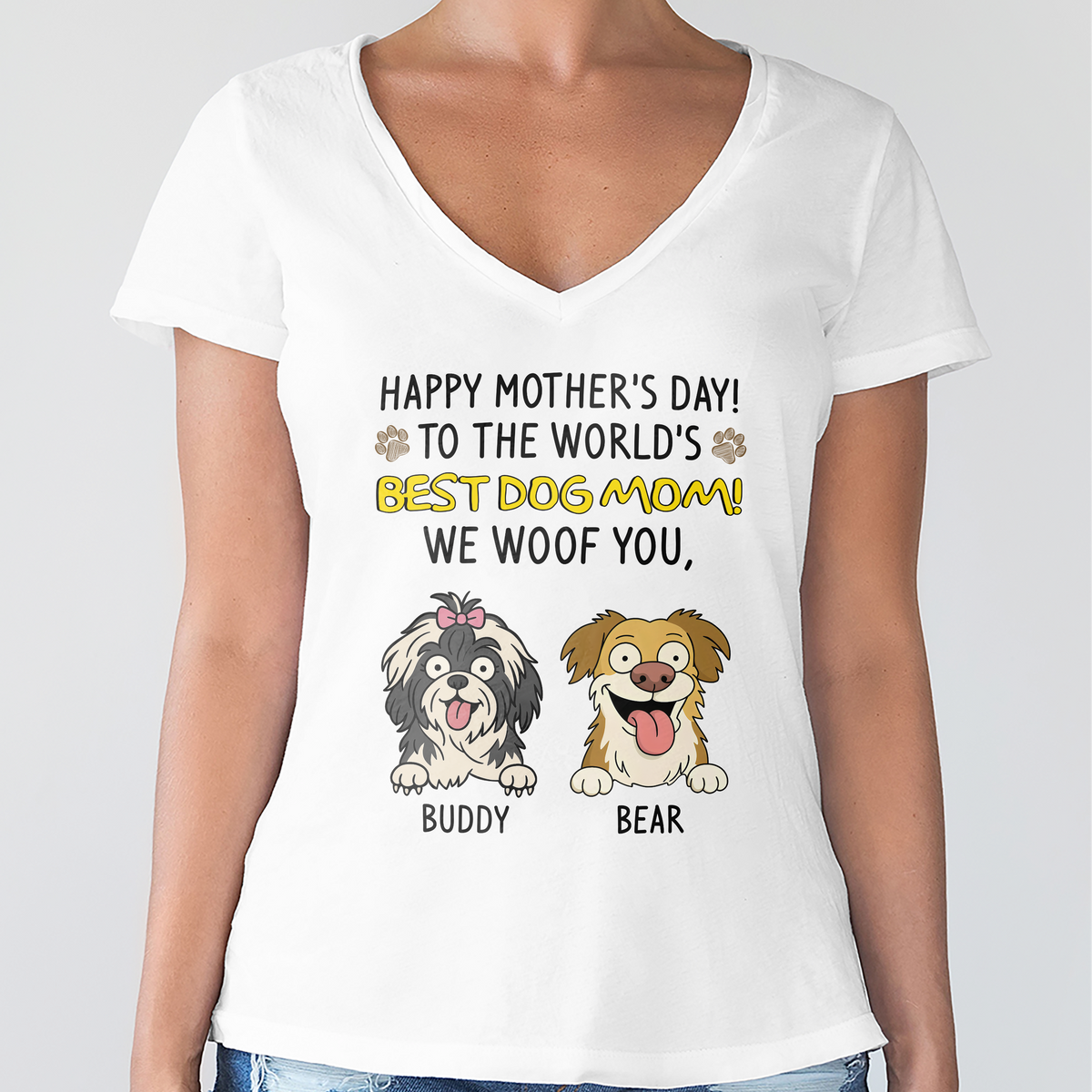 Happy Mother's Day, Best Dog Mom, We Woof You Bright Shirt Personalized Gift HO82 893694