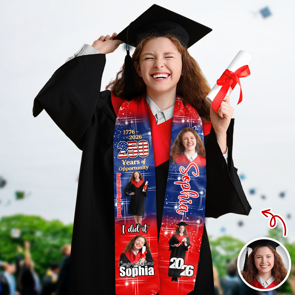 Custom Photo 250 Years Of Opportunity Graduation Celebration Stole TH10 898487