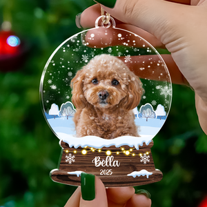 Custom Dog Photo Snowball Acrylic Ornament Christmas Gift For Dog Lovers CH07 896808