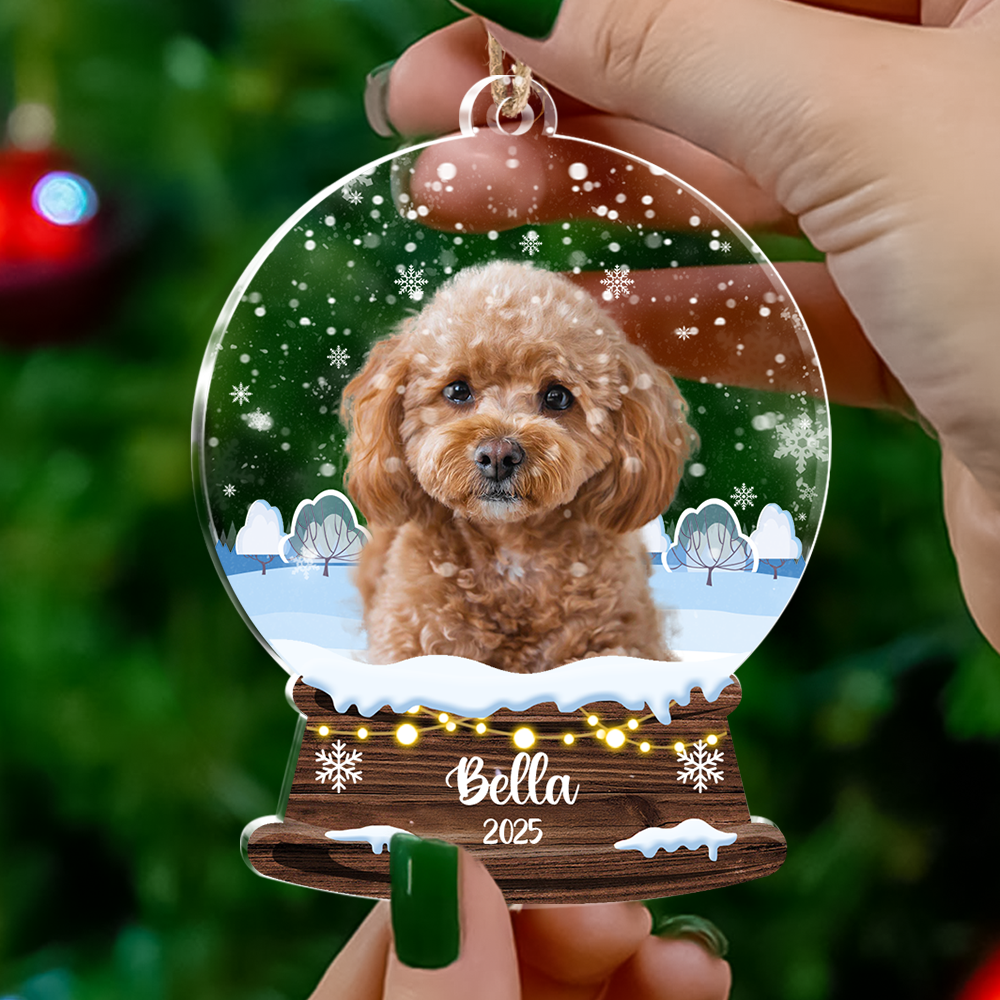 Custom Dog Photo Snowball Acrylic Ornament Christmas Gift For Dog Lovers CH07 896808