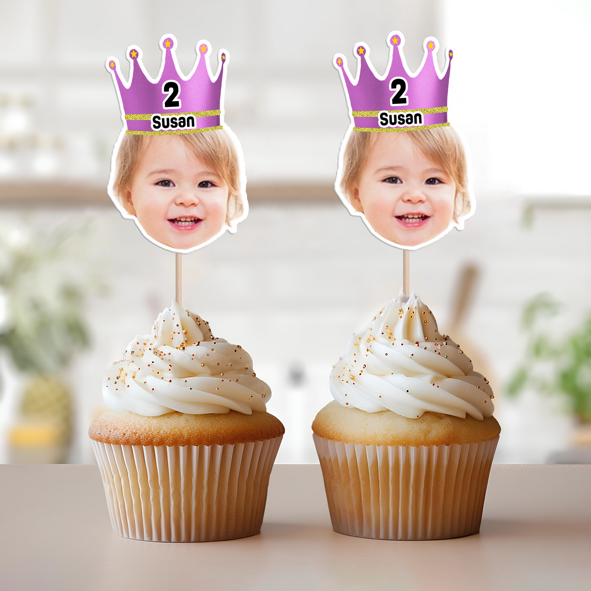 Custom Cute Baby Face Birthday Decoration Party Cupcake Toppers LM32 893239