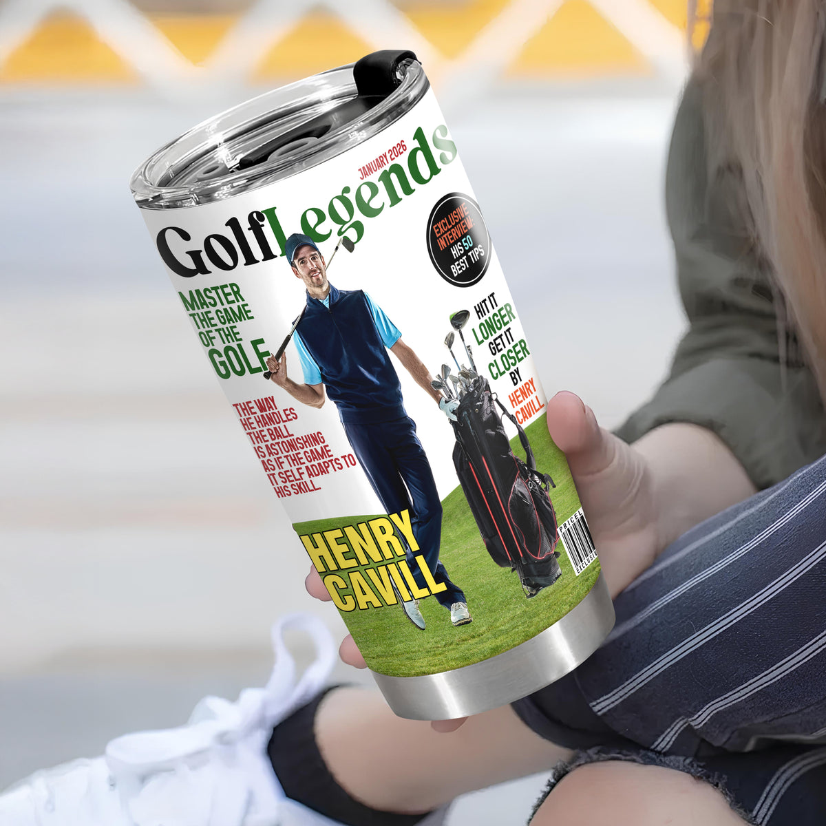 Custom Photo Golf Legends Magazine Fat Tumbler TH10 898603