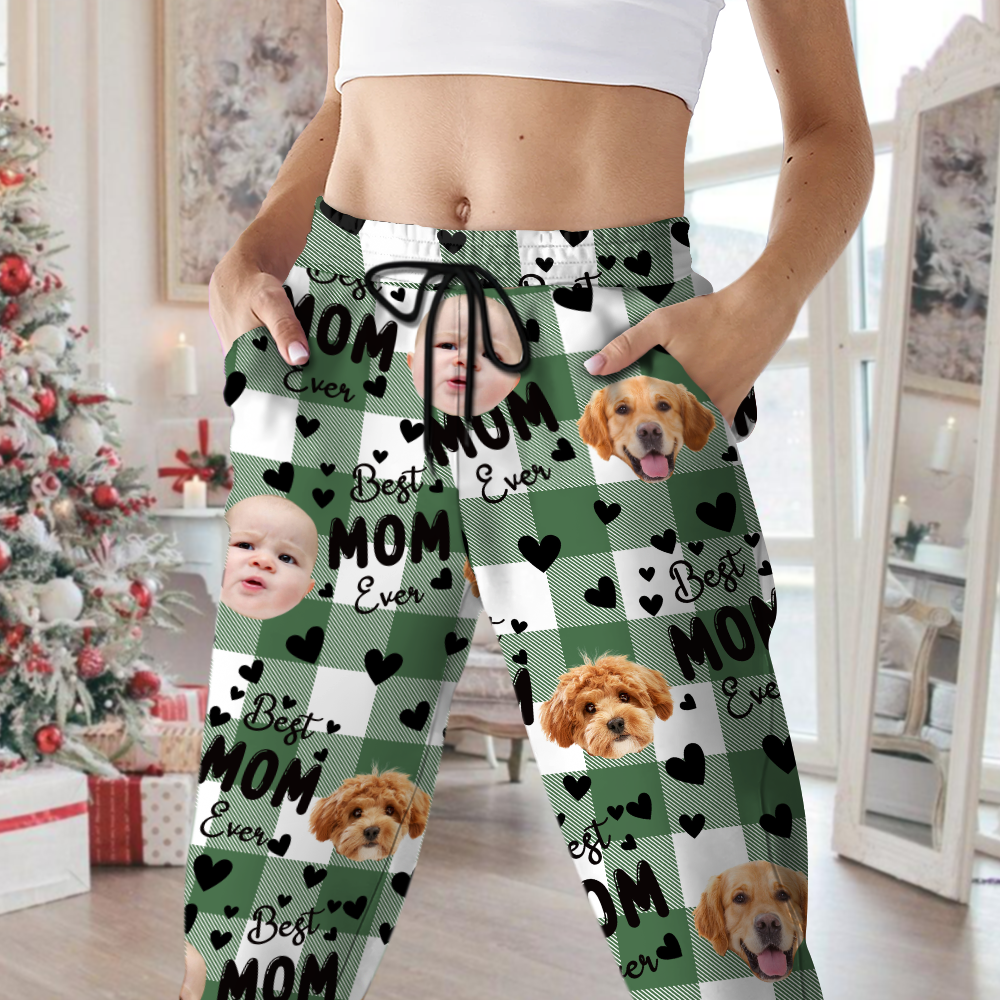 Custom Funny Face Best Dad Ever Christmas Sweatpants For Matching Family LM32 893883