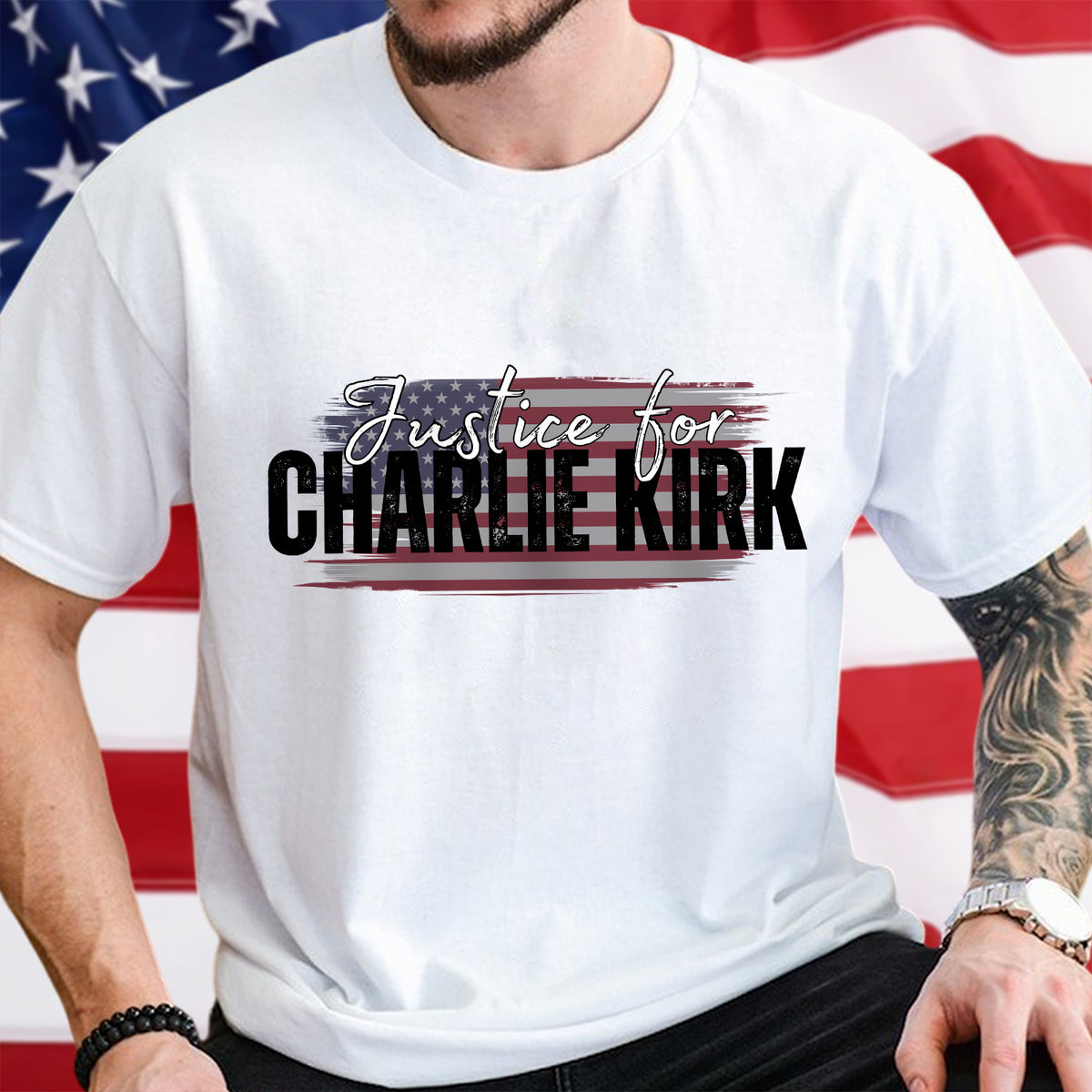 Justice for Charlie Kirk – Patriotic Political, Faith and Freedom Bright Shirt LM32 65411