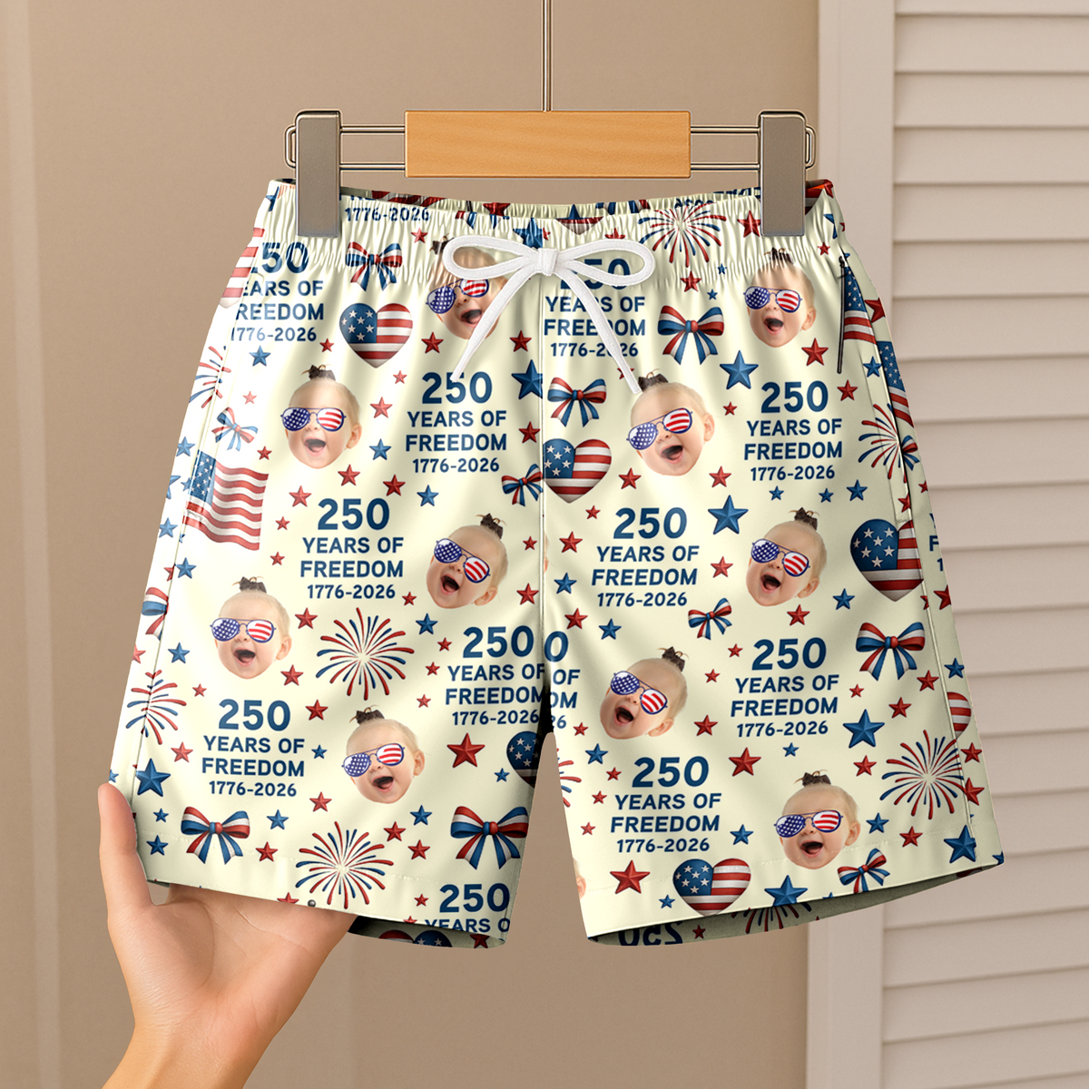 Custom Photo 250 Years Of Freedom 1776-2026 Beach Shorts HO82 902734