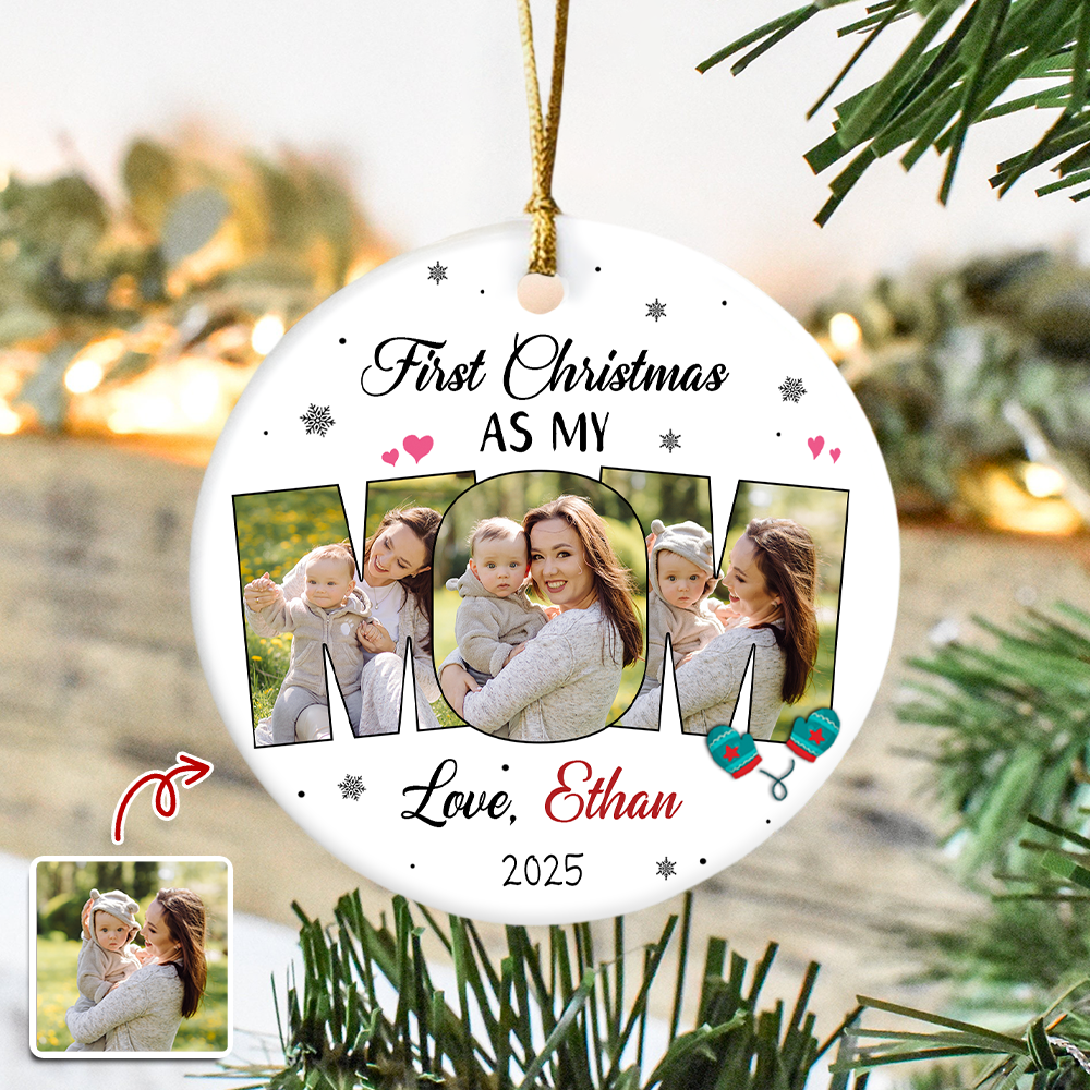 Custom Photo First Christmas As My Dad Ceramic Ornament CH07 899034