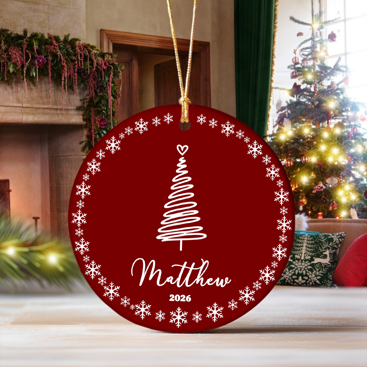 Custom Name Christmas Tree Ceramic Ornament, Personalized Holiday Decoration, Christmas Keepsake Gift HA75 919122