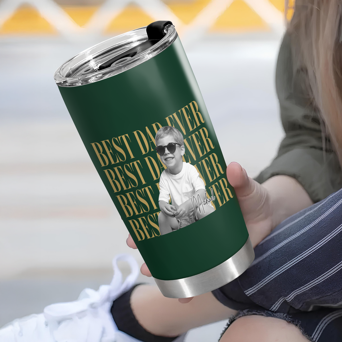 Personalized Vintage Photo Best Dad Mom Ever Fat Tumbler Custom Kid Photo Tumbler CH07 911742