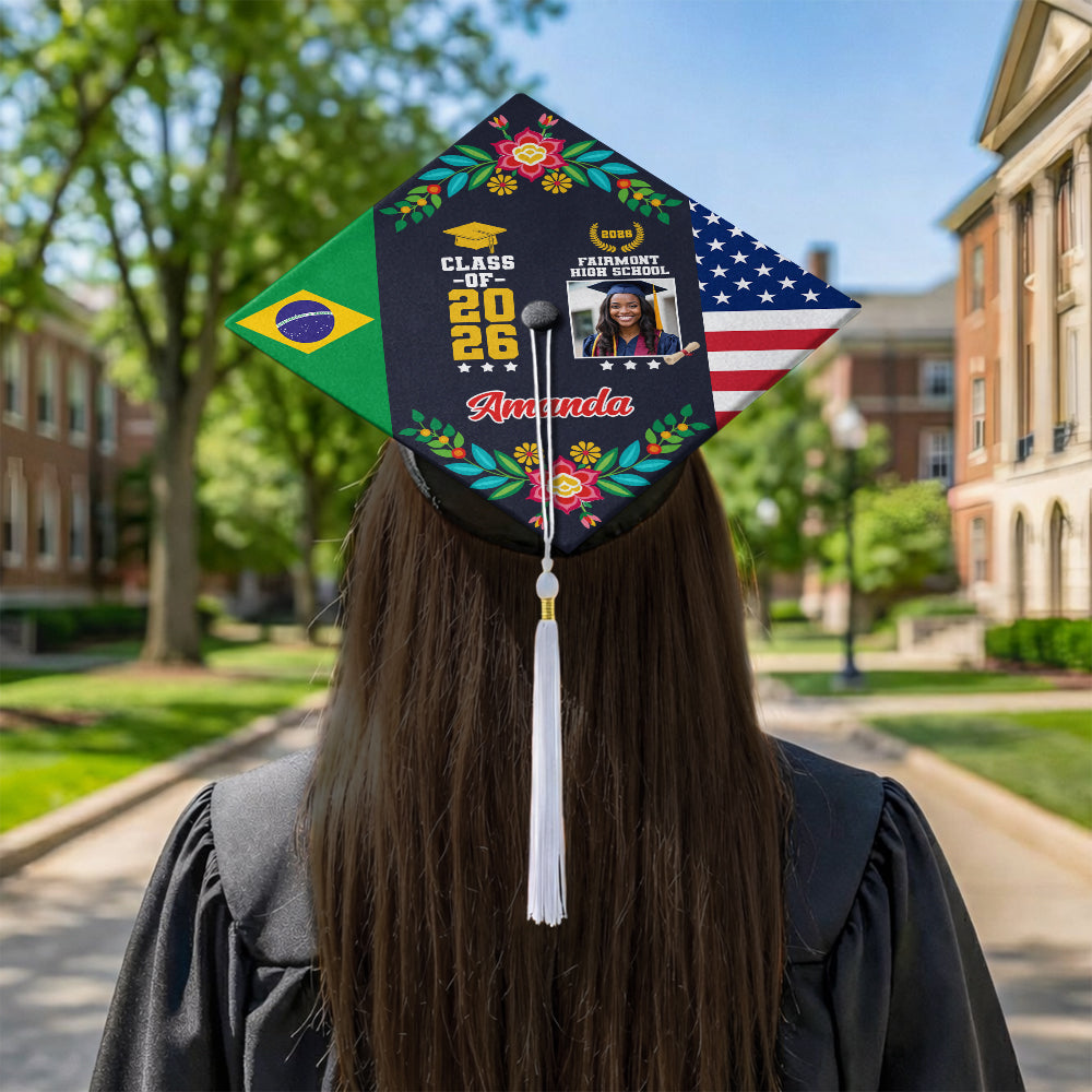 Personalized Country Flag Graduation Cap Topper Class of 2026 Gift CH07 910900