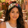 Personalized Name Mexico USA Knotted Headband, Mexican American Hair Accessory, Patriotic Floral Headband, Gift for Her K228 903386