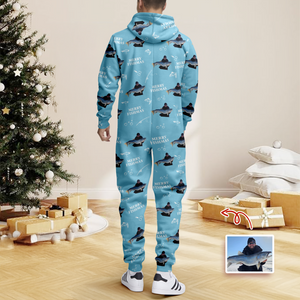 Custom Photo Merry Fishmas Onesie Pajamas Christmas Gift For Fishing Lovers, Fisherman HA75 898254
