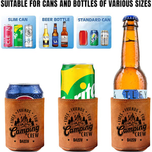 Personalized Fires - Friends - Fun - Camping Crews Leather Can Cooler Holder HA75 897038