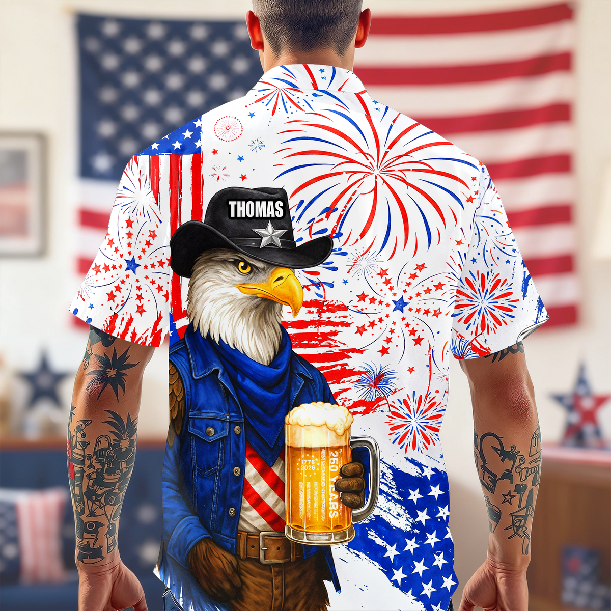 Personalized Name America 250th Birthday US Flag Hawaii Shirt HA75 921002