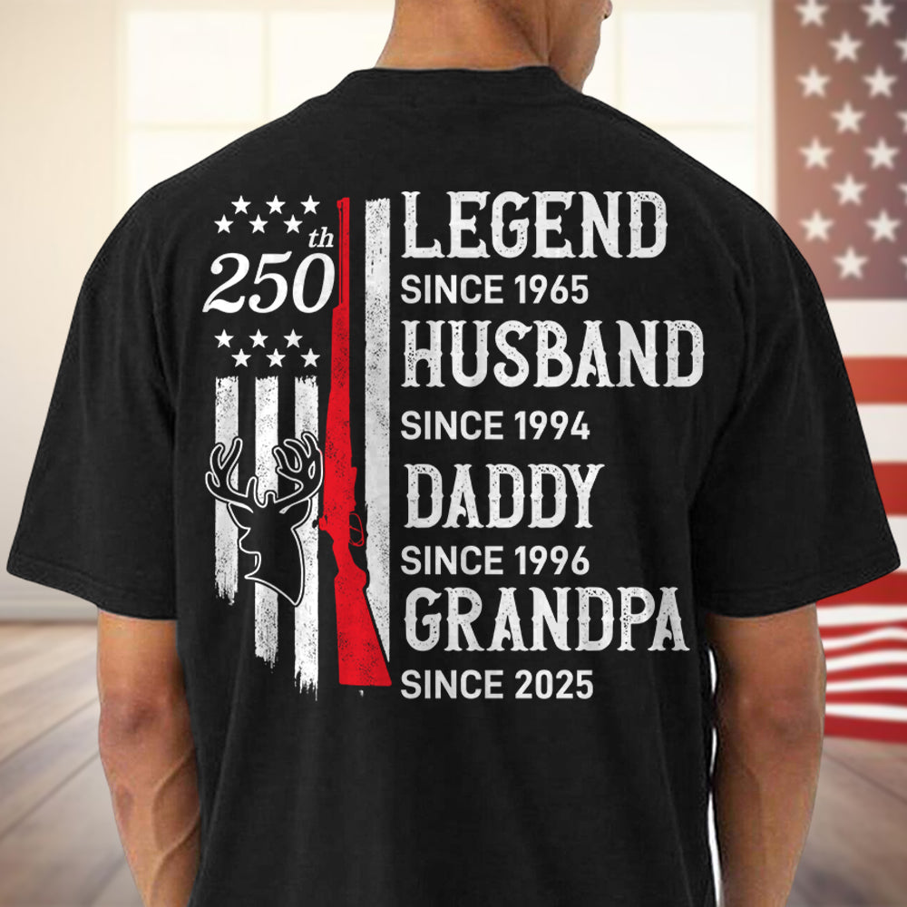 Personalized Legend, Husband since 4th of July Back Dark Shirt Gift for Hunting Dad HA75 920776
