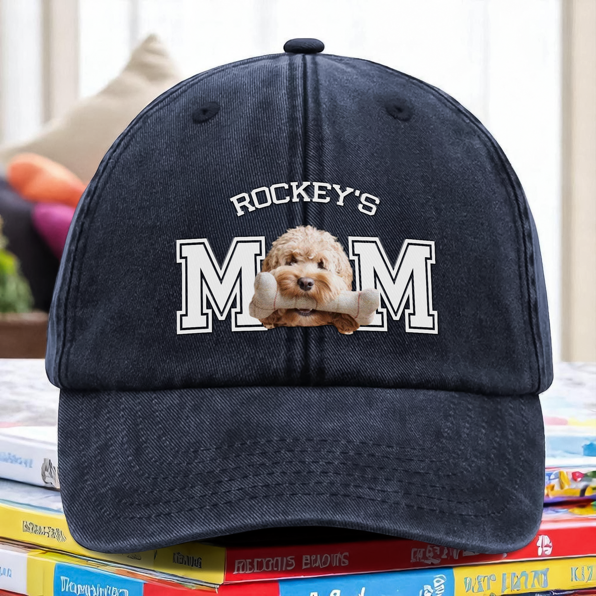 Custom Photo Dog Cat Dad Washed Denim Baseball Cap HA75 892466