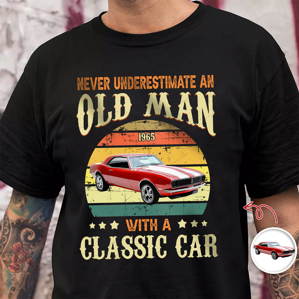 Custom Car Photo Never Underestimate An Old Man With A Classic Car Dark Shirt CH07 896310