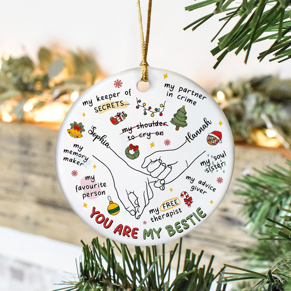 You're My Bestie Personalized Ceramic Ornament Gift For Sister Besties BFF TH10 894855