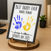 Personalized DIY Handprint Sign - Best Dad Ever Sign Wooden Plaque With Stand TH10 892983