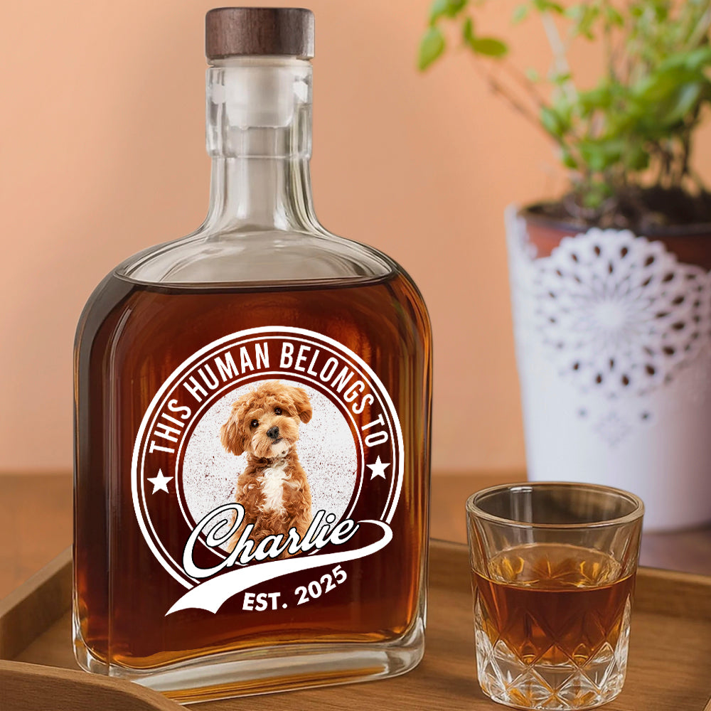 Custom Photo Human Belongs To Dog Cat Whiskey Bottle CH07 895962