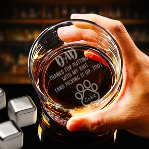 Custom Photo Dad Thanks For Putting Up With My S*** Engraved Whiskey Glass HA75 892344