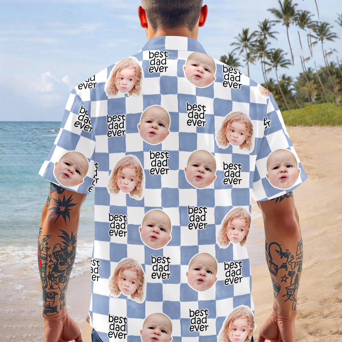 Custom Baby Face Best Dad Ever Retro Hawaii Shirt - Gift for Parents, Father's Day LM32 669011