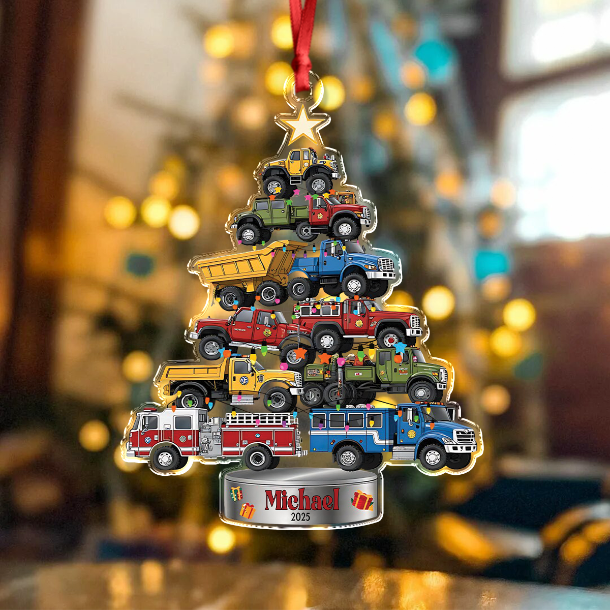 Personalized Name Trucks Vehicle Holiday Christmas Acrylic Ornament LM32 897395
