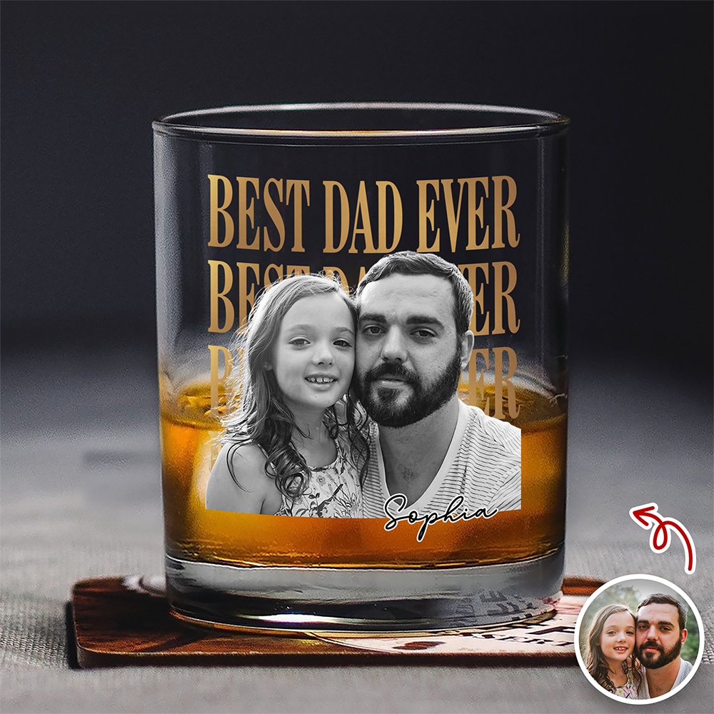 Custom Vintage Photo Best Dad Ever Whiskey Glass - Father’s Day Gift TH10 169843