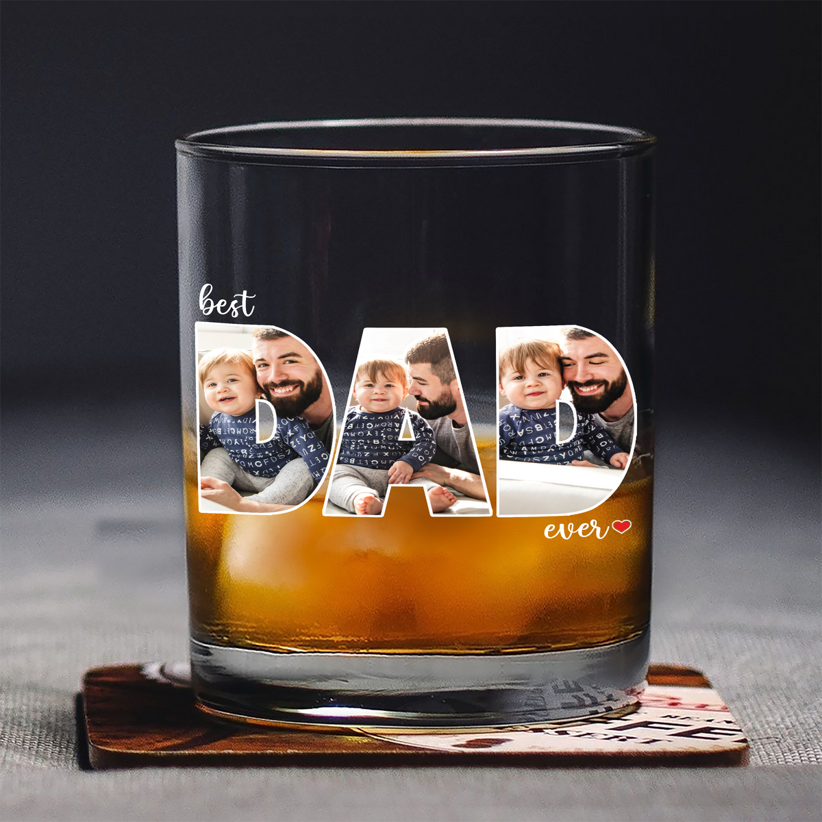 Custom Photo Best Dad Ever Whiskey Glass Father's Day Gift HA75 921284
