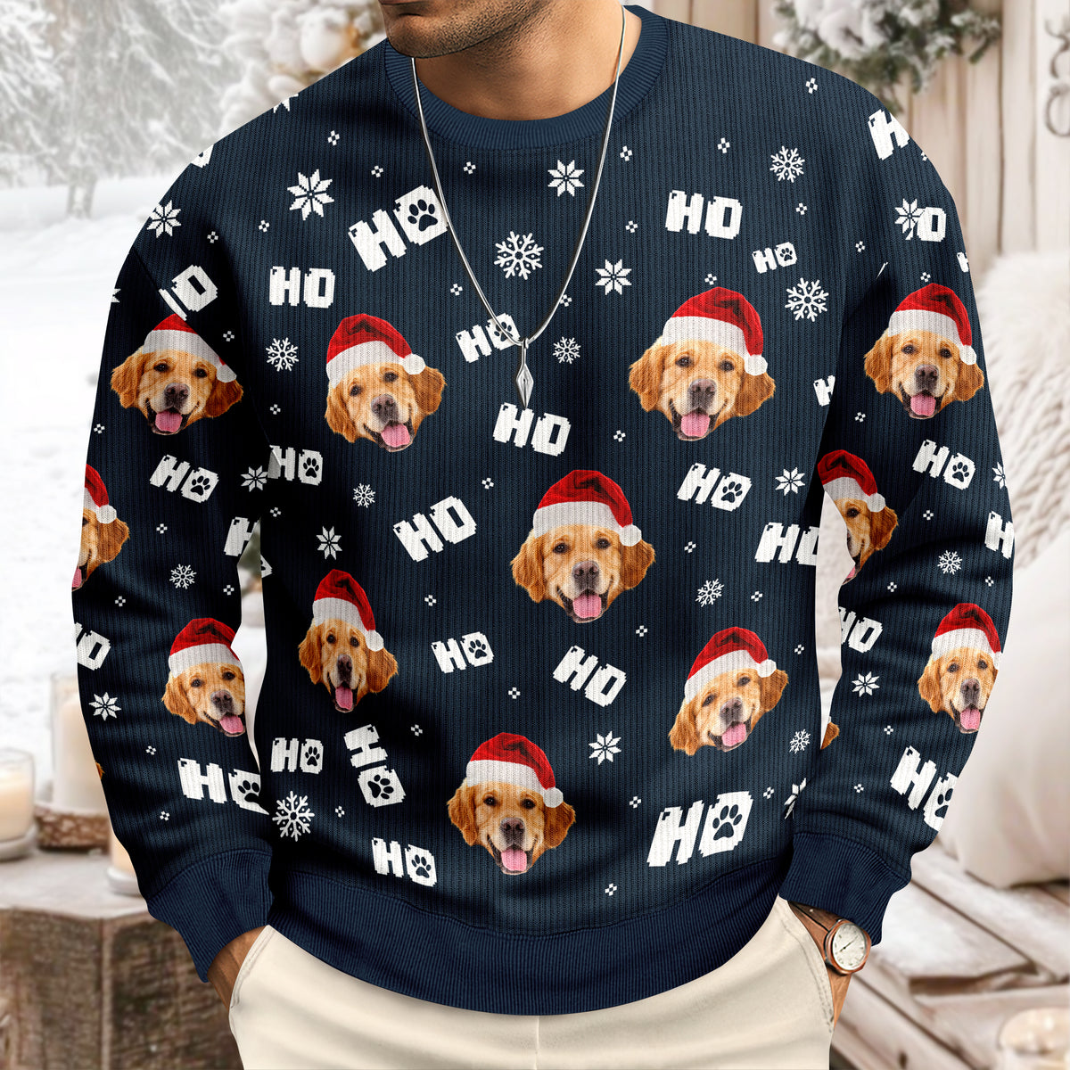 Custom Funny Dog Photo Christmas Ugly Sweater Personalized Gift For Dog Lover CH07 896672