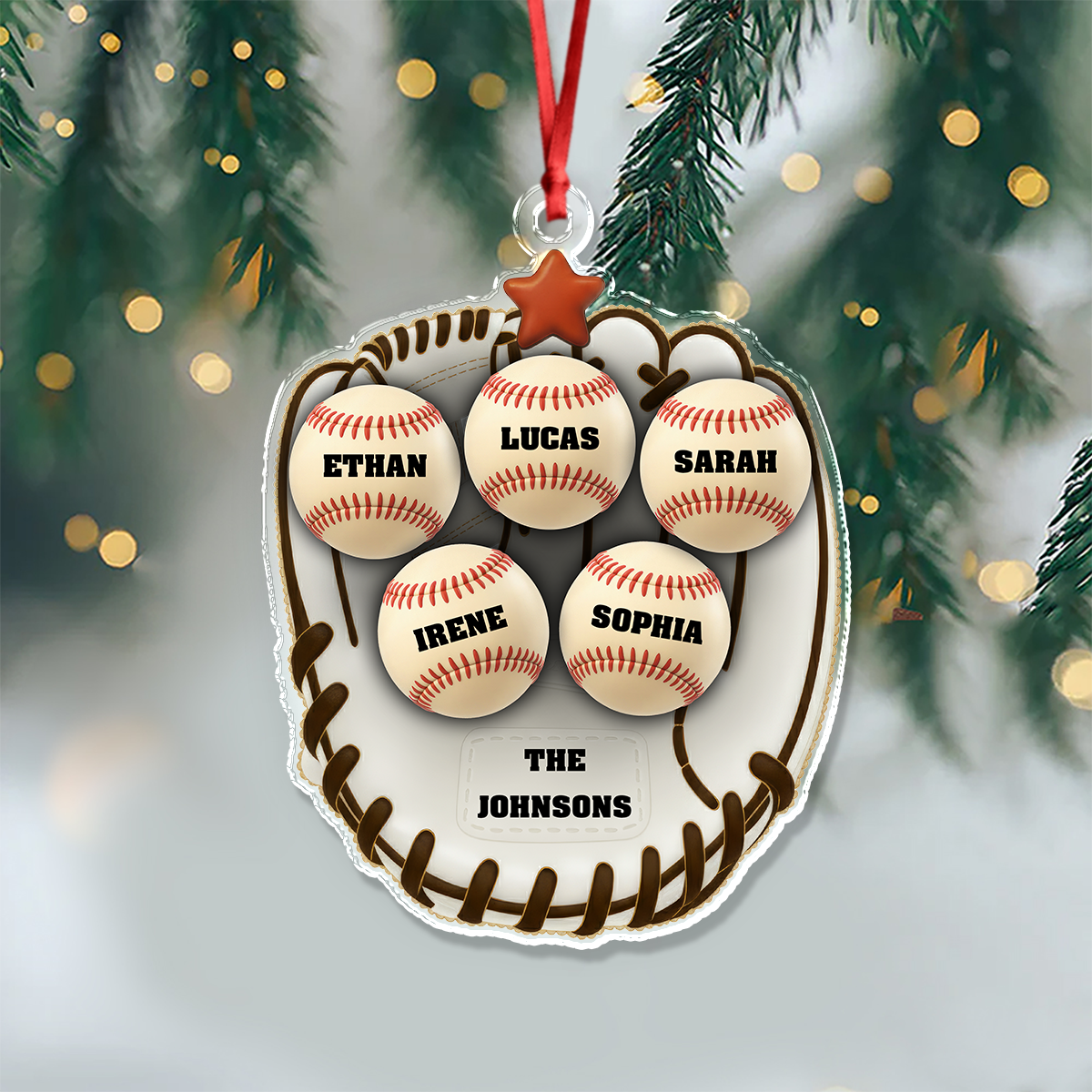 Custom Name Baseball Family Gloves Acrylic Ornament For Sport Lovers LM32 895587
