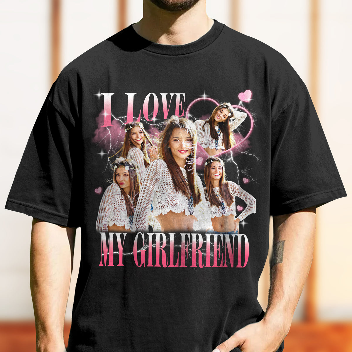 Custom Photo I Love My Boyfriend/Girlfriend Vintage Style Couple Comfort Shirt HO82 894902