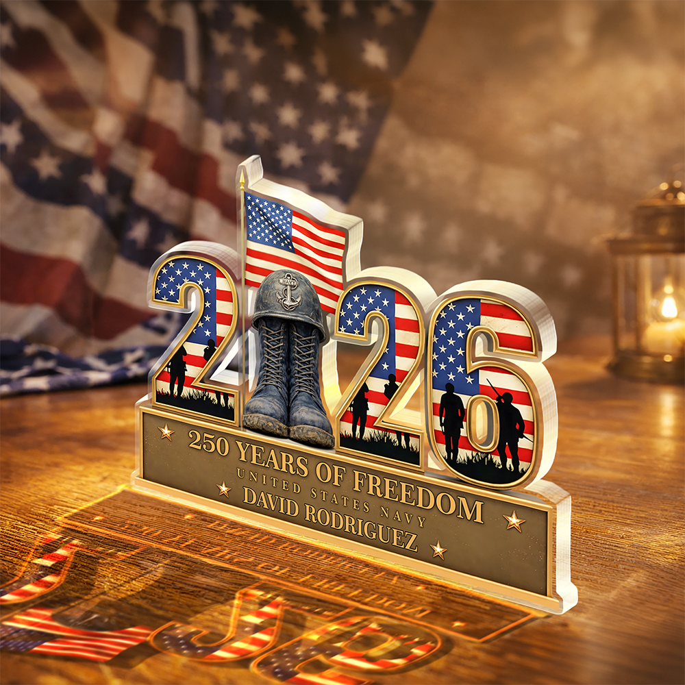 Personalized 250 Years Of Freedom 1776–2026 American Veteran Guardian Angel Acrylic Block Plaque - Veteran Gift, Patriotic Military Memorial Decor HO82 901894