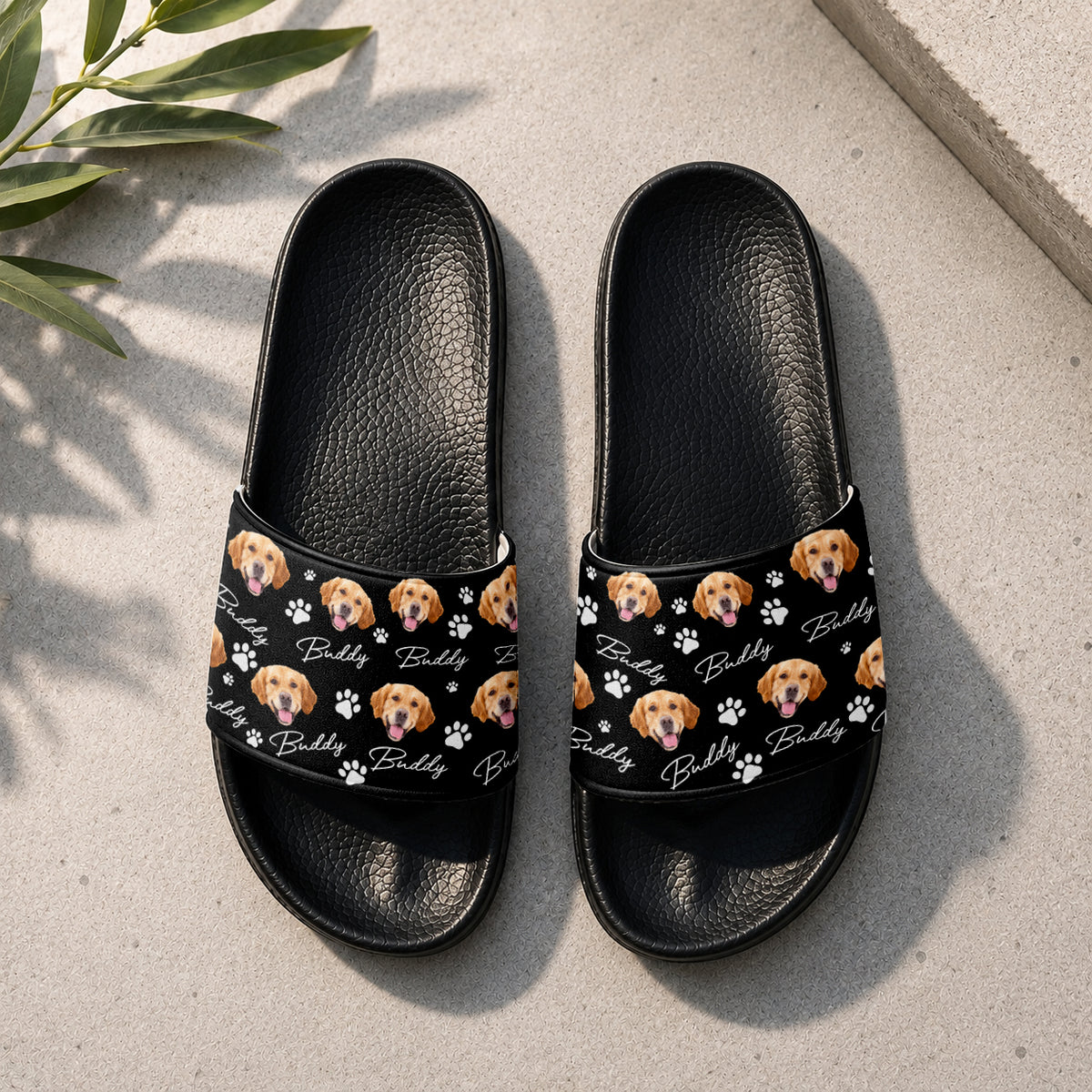 Custom Dog Cat Photo And Name - Slide Sandals Personalized Gift For Pet Lovers TH10 170021