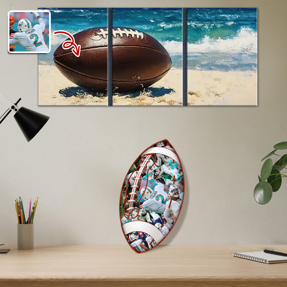 The Photo Collage And Football Wood Frame For Sport Lover LM32 897169