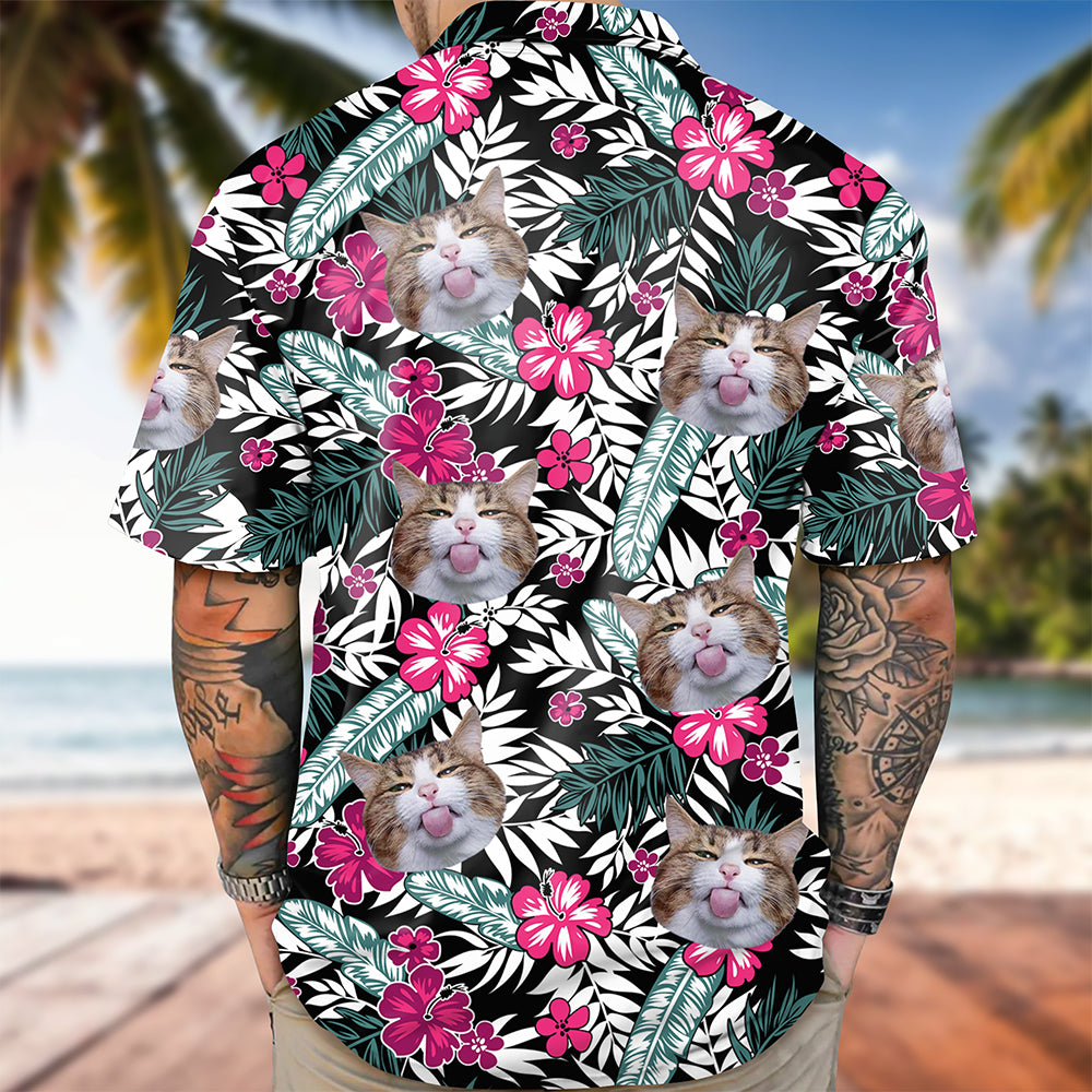 Custom Photo Funny Face Cat Family Hawaii Shirt Summer Gift HA75 892254
