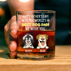 Personalized To The World Best Dog Dad Print Rock Glass Gift For Dog Lovers HO82 893730